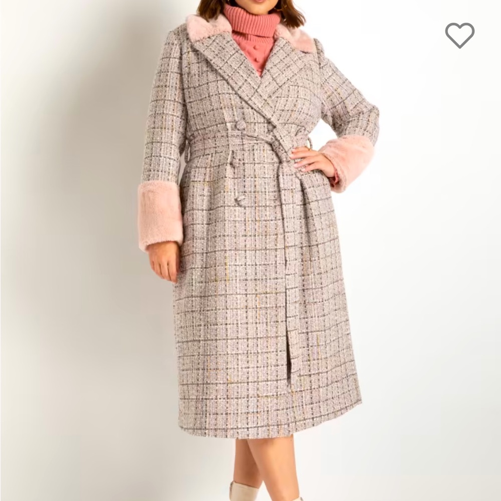 NWT Eloquii Pink Tweed Coat Size 14/16